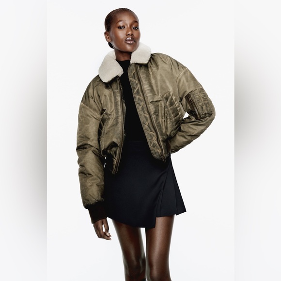 ZARA ~ DISTRESSED EFFECT NYLON BOMBER Jacket - Picture 13 of 17